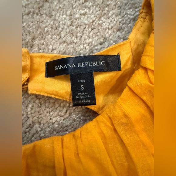 Banana Republic Yellow Ramie Puff Sleeve BacklessMini Dress Small Petite - Picture 7 of 10